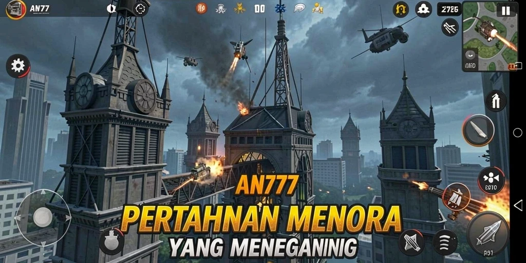Tangkapan layar AN777 menampilkan intensitas gameplay Tower Defense yang mengasyikkan.