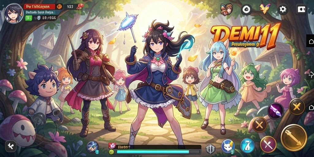 Gameplay seru dalam <strong>DEMI11</strong> yang penuh aksi dan karakter anime.