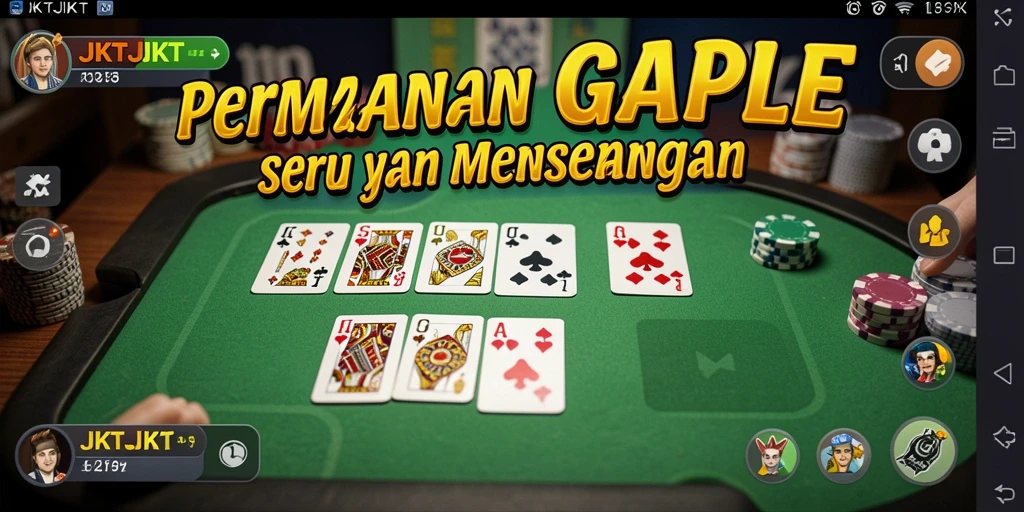 Tampilan utama gameplay Gaple di JKTJKT yang seru dan interaktif.
