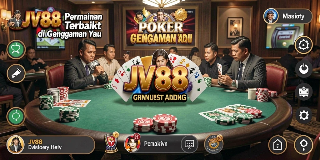 Screenshot utama JV88 menampilkan aksi bermain Poker yang seru dan menarik.