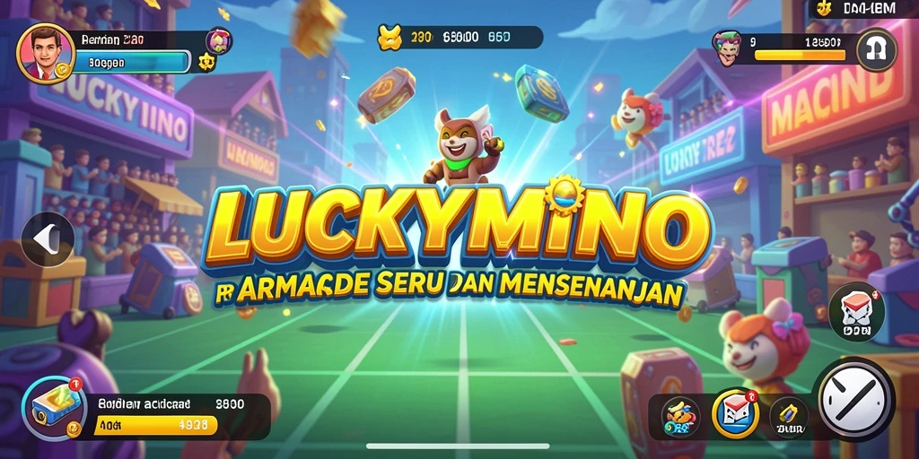 Tangkapan layar LUCKYMINO menampilkan aksi permainan arcade yang mendebarkan.