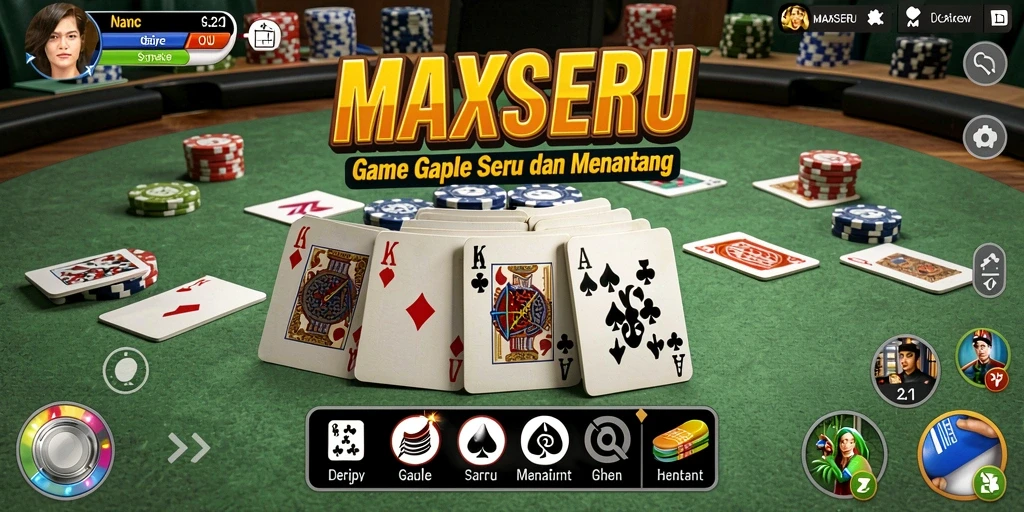 Screenshot gameplay MAXSERU dengan tampilan seru dan interaksi pemain.