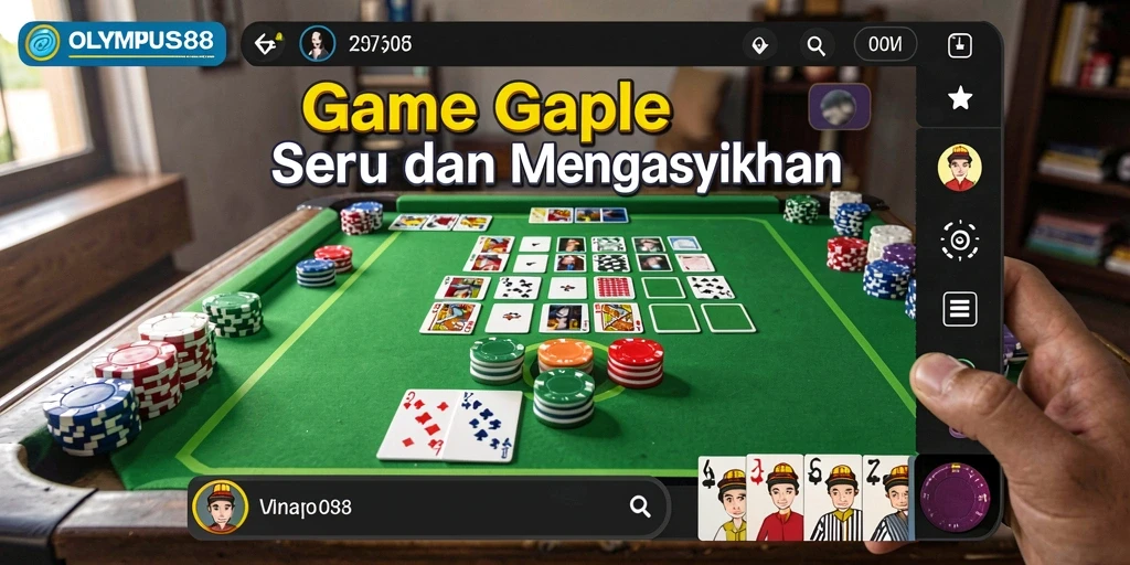 Screenshot OLYMPUS88 menampilkan gameplay Gaple yang seru.