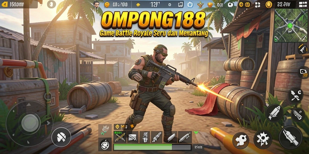 Tangkapan layar gameplay OMPONG188 dengan aksi Battle Royale yang intens.