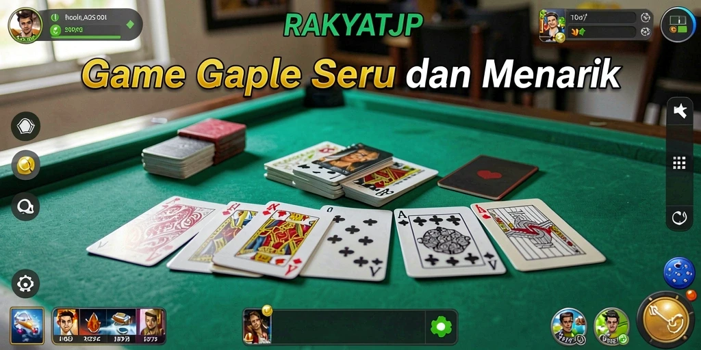 Screenshot RAKYATJP menampilkan antarmuka permainan Gaple yang user-friendly.